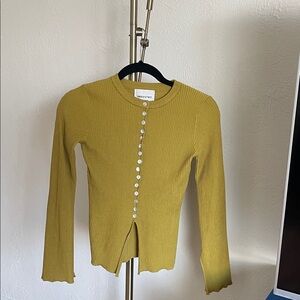 Industry Mustard Yellow Ribbed Button-Up Cardigan